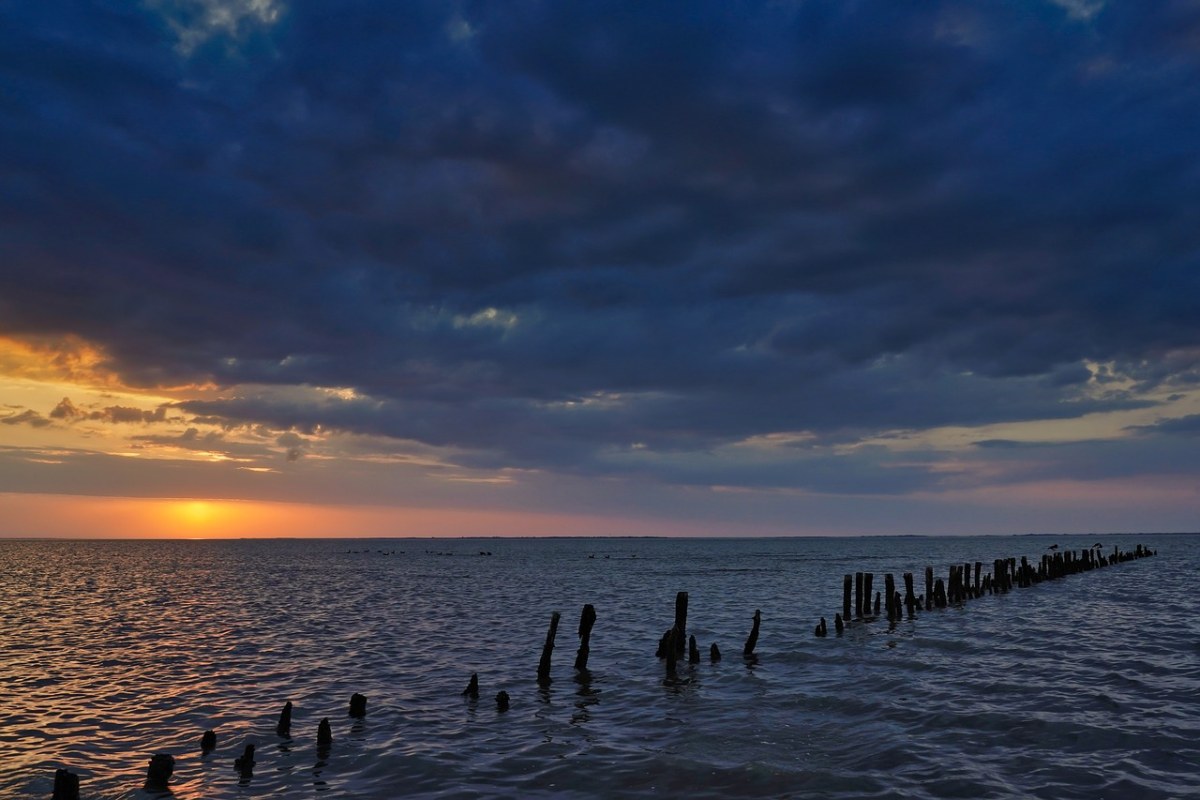 日落、东弗里斯、北海免费图片