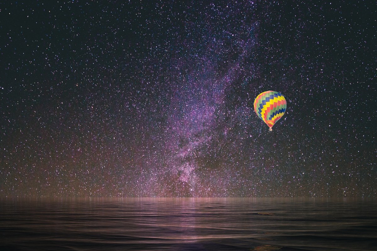 热气球、星星、反思免费图片