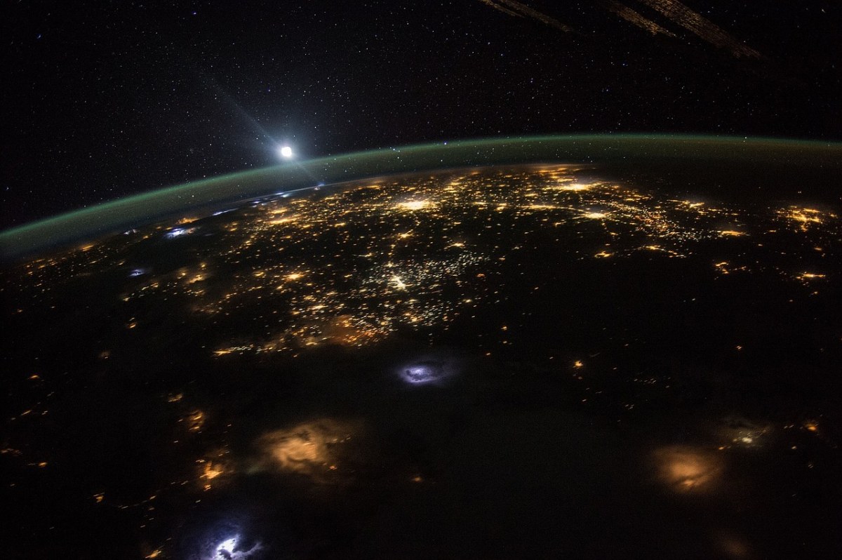 日出、国际空间站、地球免费图片
