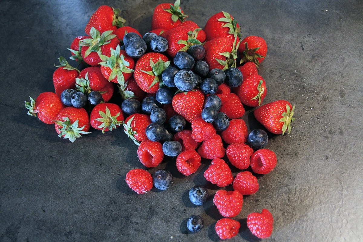 覆盆子草莓与蓝莓水果免费图片