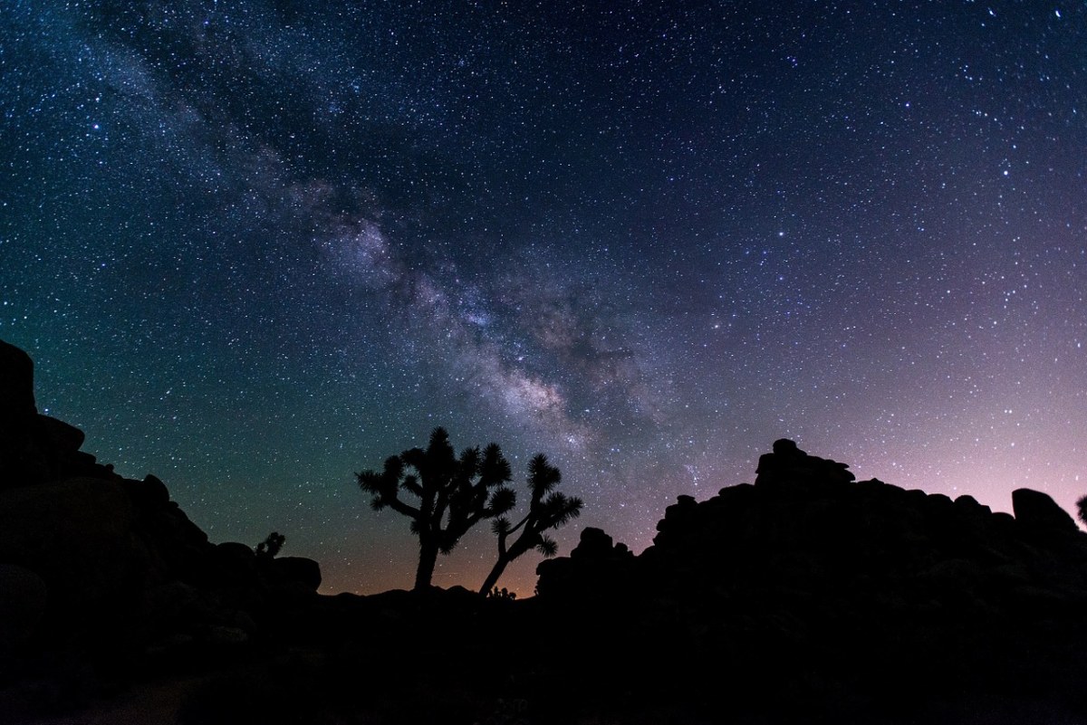 夜晚的天空、星星、沙漠免费图片