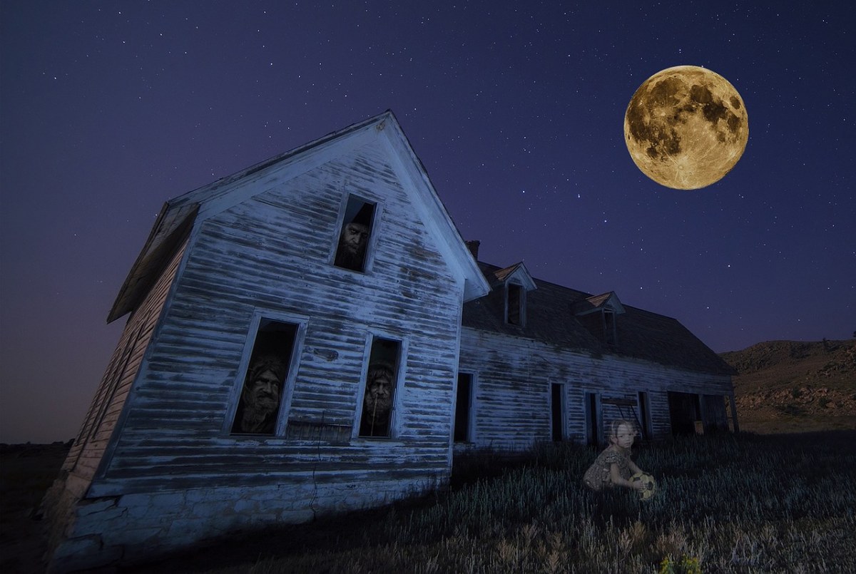 鬼的屋、月亮、星星免费图片
