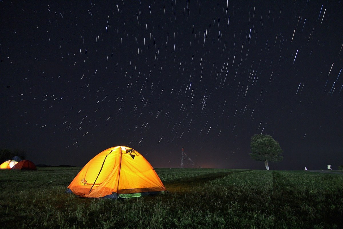 帐篷、星轨免费图片