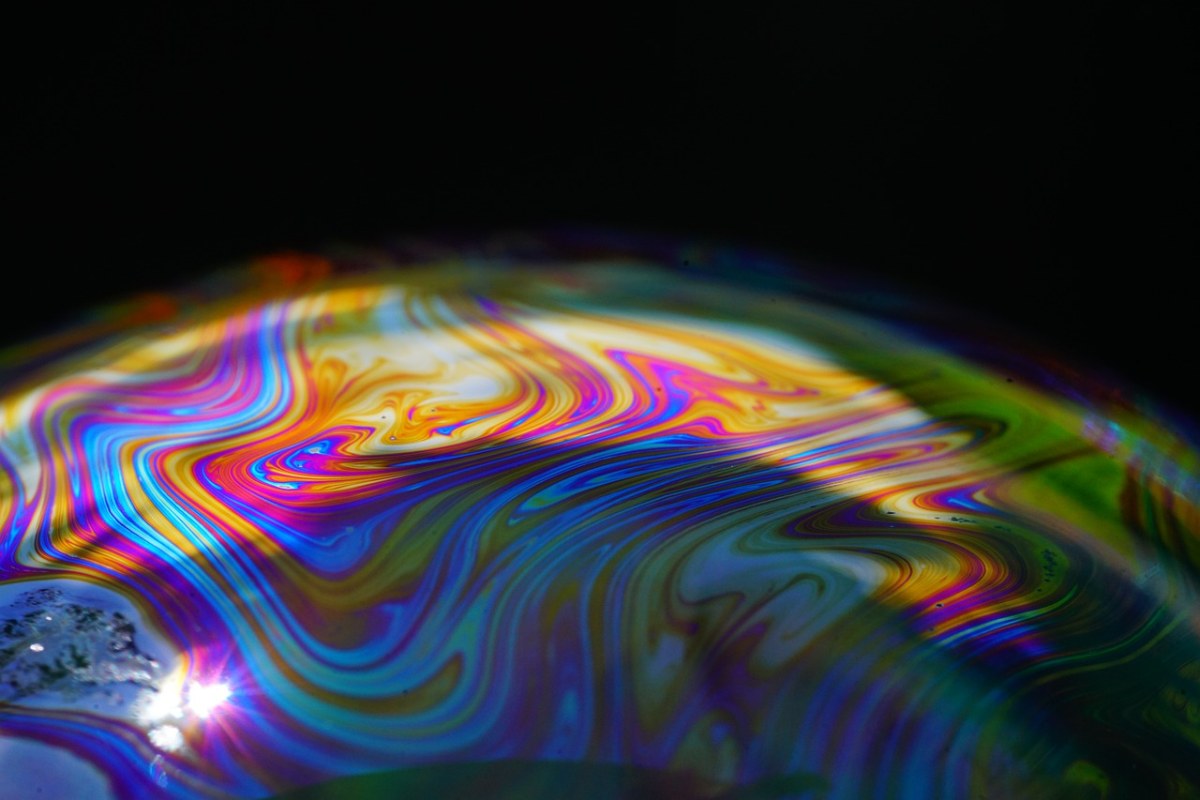 肥皂泡沫,表面,虹彩