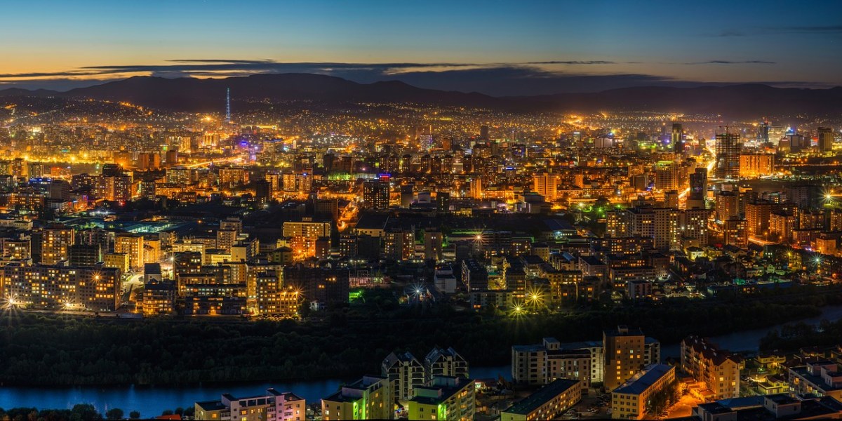 夜景,城市,烏蘭巴托中心