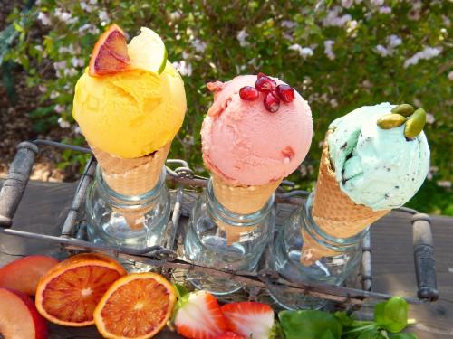 冰淇淋、口味冰淇淋、水果