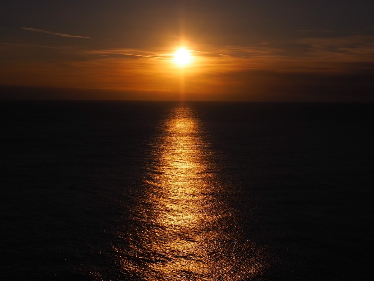 日落、海、阳光免费图片