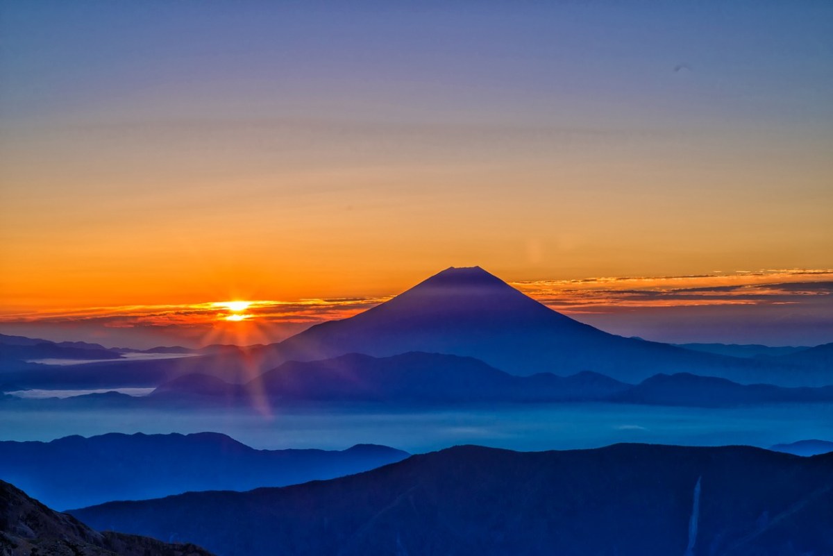 富士山、日出、上午阴霾免费图片