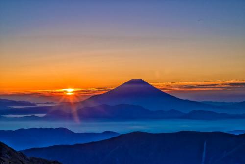 富士山、日出、上午阴霾