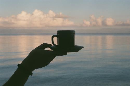 咖啡、杯、湖