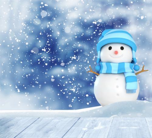 雪人、蓝色背景、围巾、12