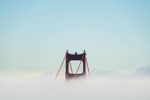 雾、金门大桥、海湾地区