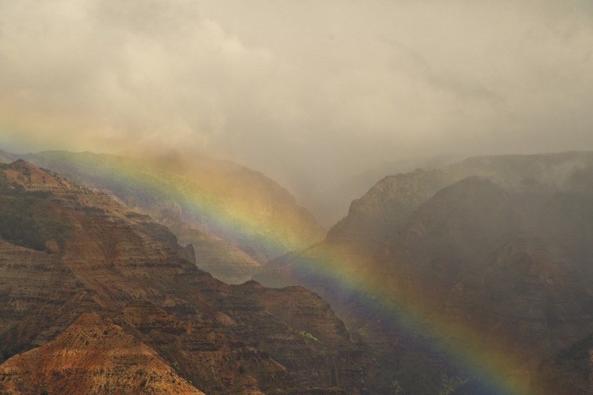 峡谷、彩虹、云免费图片