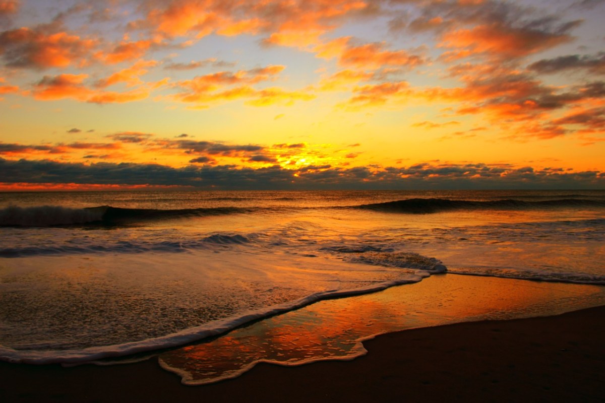日出、波、海免费图片