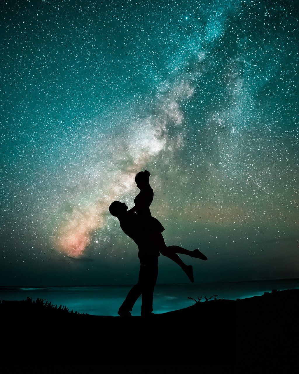 夫妇、夜、星星免费图片
