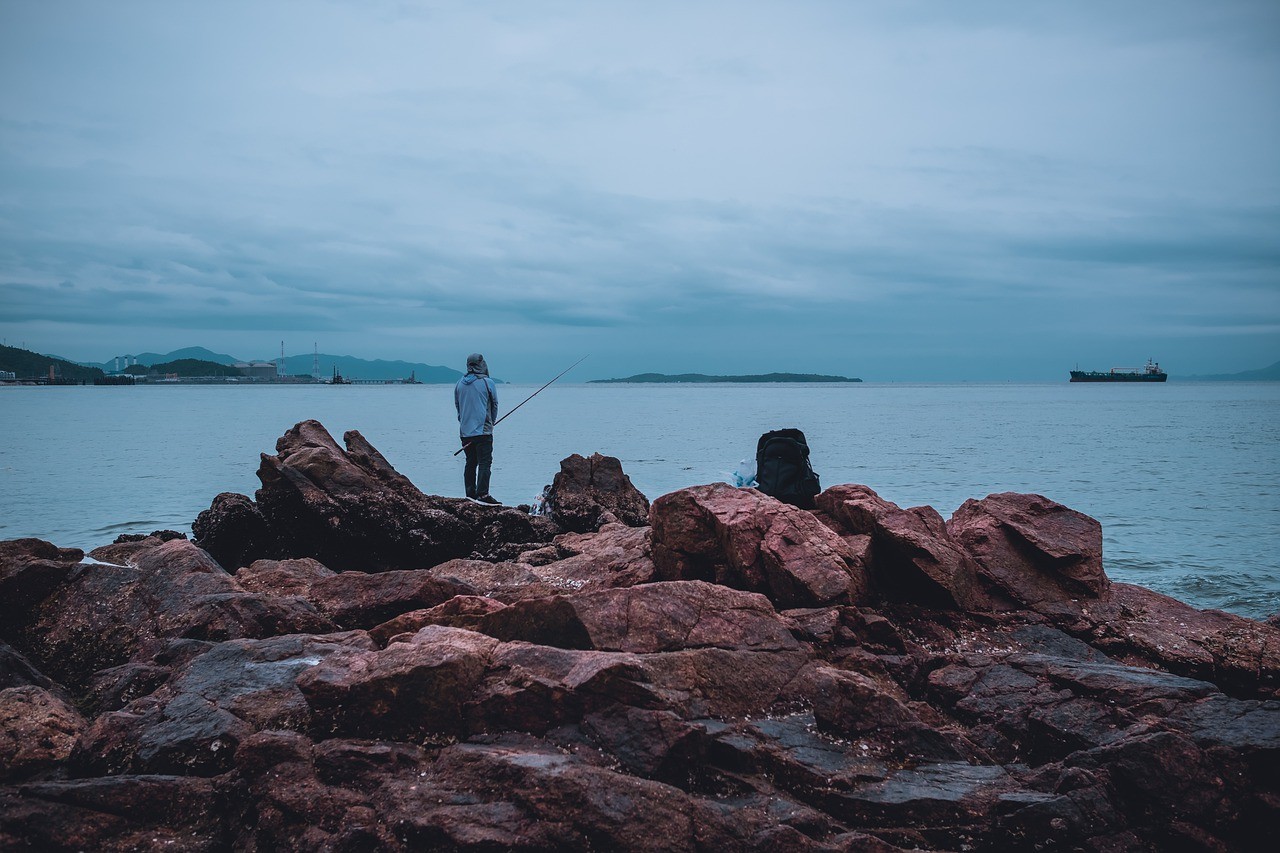 人物,钓鱼,孤独