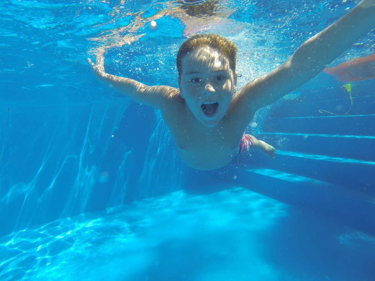 游泳池潜水的男孩免费图片