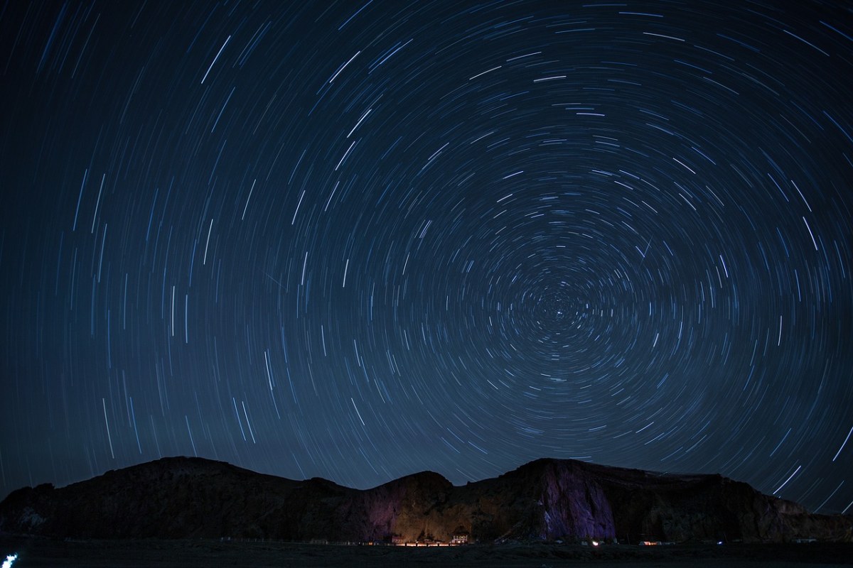 星空、夜晚、山丘免费图片