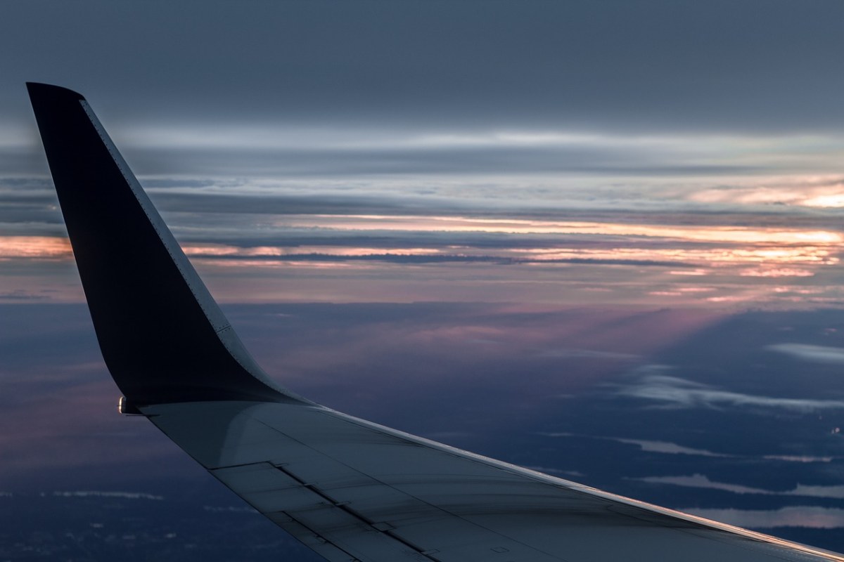 飞机、日落、天空免费图片