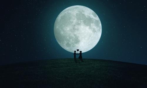 月亮、夫妇、夜