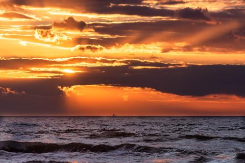 日落、西海滩、波罗的海