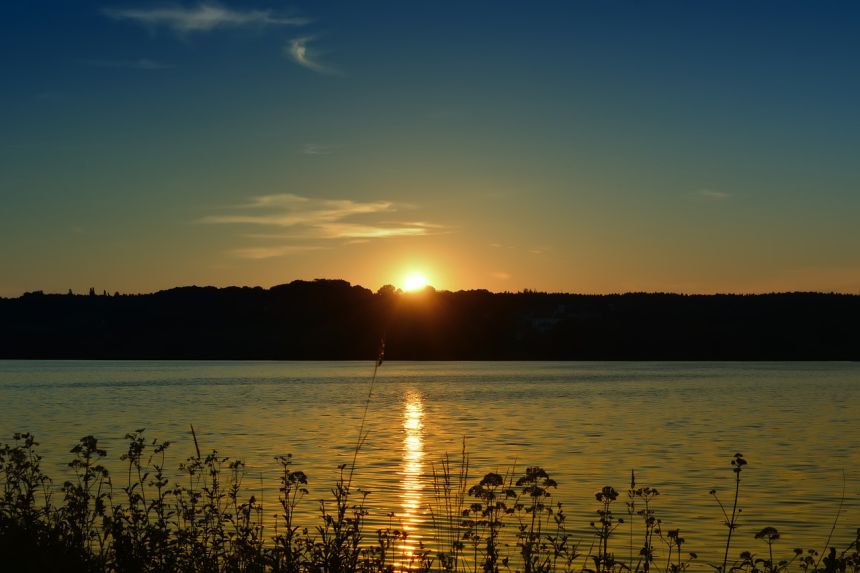 晚上,日落,太阳