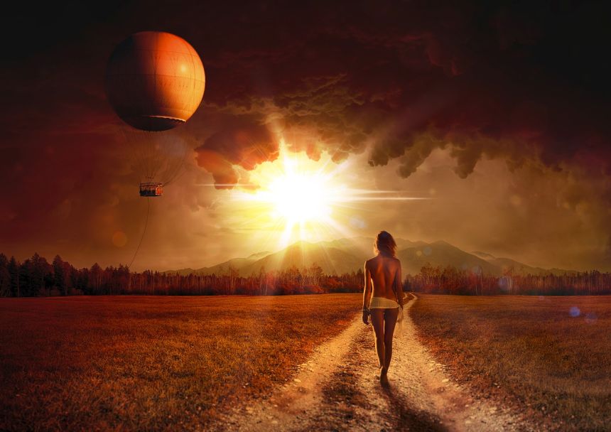 景观,女子,赤裸裸