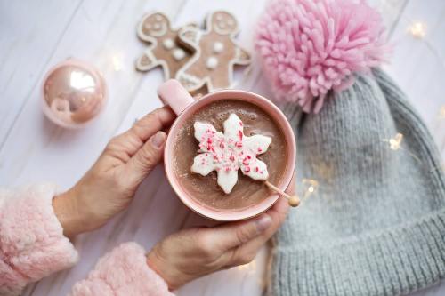 粉红色、圣诞节、热巧克力