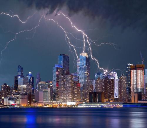 纽约、闪电风暴、闪电