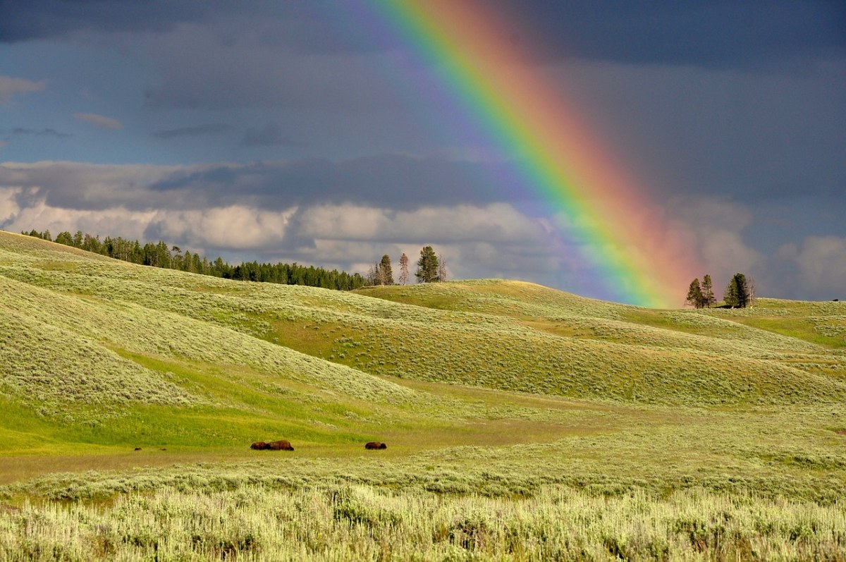 云、彩虹、草甸免费图片