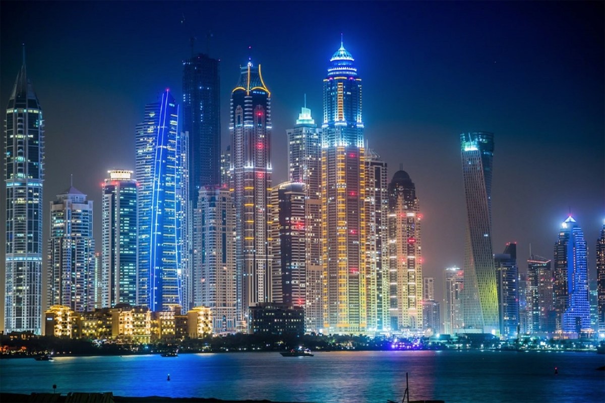 迪拜、夜、灯免费图片
