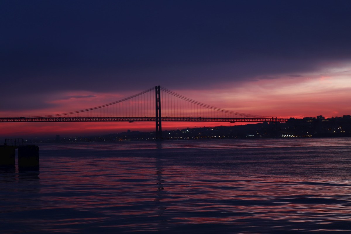 水、桥、日落免费图片