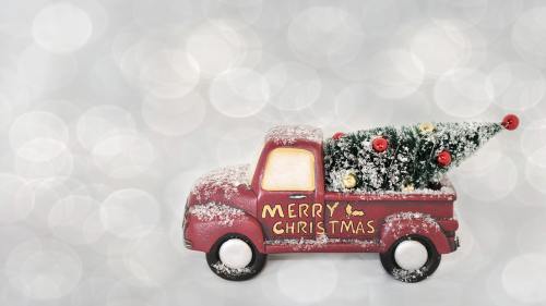 圣诞快乐、红色、卡车