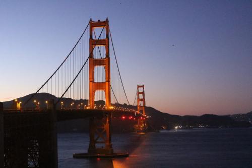 金门大桥、旧金山、日落