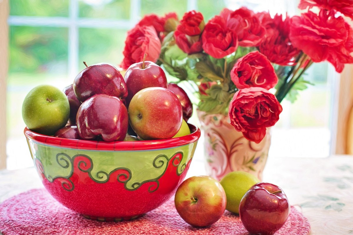 苹果、红色、碗免费图片