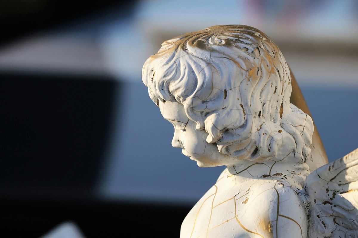 天使雕像,伤心,白色石头