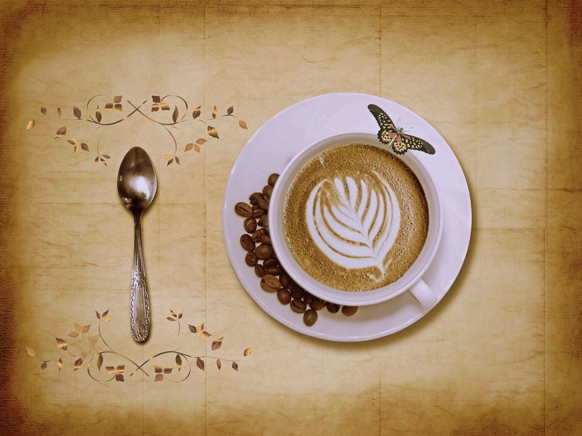咖啡、热奶咖啡、咖啡杯免费图片