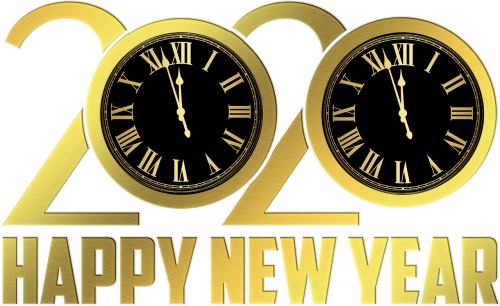 新年快乐、新年钟、金箔2020年
