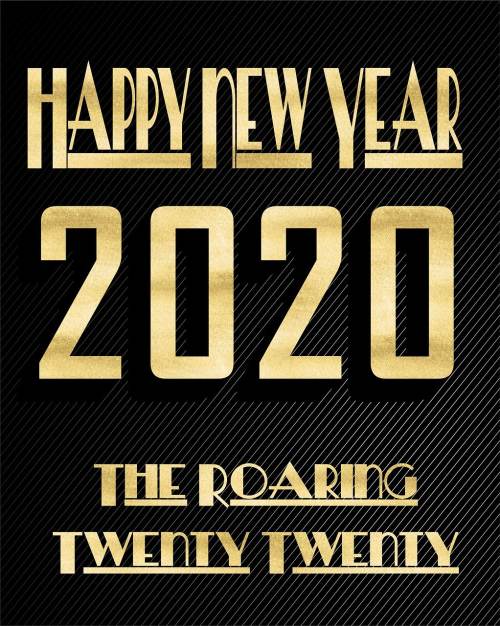 新年快乐Happy new year 2020文字图片