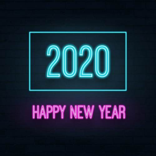 恭贺新禧、2020、霓虹灯
