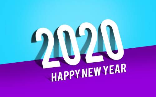 新年快乐Happy new year与2020文字图片